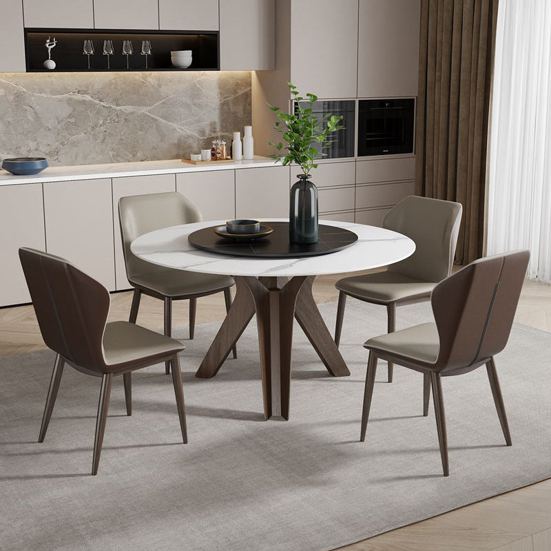 Round Stone Furniture Luxury Style Tripod Base Dining Room Collection with Turntable Clearhalo ' dining_table' 'Dining Tables & Seating' 'Dining Tables' 'furn' 'furn_dining_table' 'Furniture' 'furniture_dining_table' 'Kitchen & Dining Furniture' 'kitchen&dining_furn' 'kitchen' 'kitchen_dining_table' 4112397