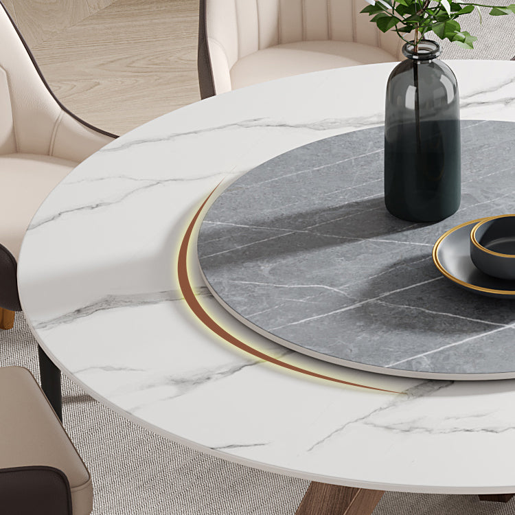 Round Stone Furniture Luxury Style Tripod Base Dining Room Collection with Turntable Clearhalo ' dining_table' 'Dining Tables & Seating' 'Dining Tables' 'furn' 'furn_dining_table' 'Furniture' 'furniture_dining_table' 'Kitchen & Dining Furniture' 'kitchen&dining_furn' 'kitchen' 'kitchen_dining_table' 4112401