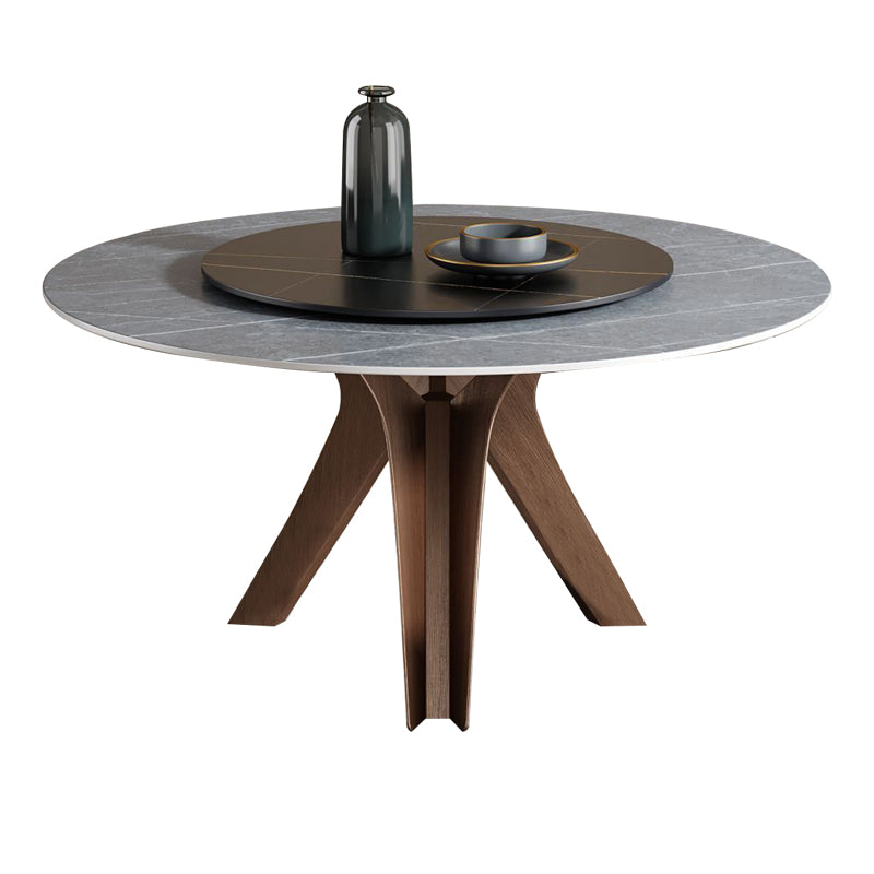 Round Stone Furniture Luxury Style Tripod Base Dining Room Collection with Turntable Gray Without Chairs Clearhalo ' dining_table' 'Dining Tables & Seating' 'Dining Tables' 'furn' 'furn_dining_table' 'Furniture' 'furniture_dining_table' 'Kitchen & Dining Furniture' 'kitchen&dining_furn' 'kitchen' 'kitchen_dining_table' 4112403