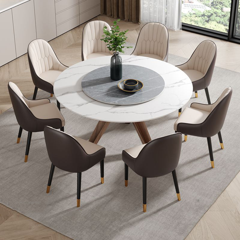 Round Stone Furniture Luxury Style Tripod Base Dining Room Collection with Turntable Clearhalo ' dining_table' 'Dining Tables & Seating' 'Dining Tables' 'furn' 'furn_dining_table' 'Furniture' 'furniture_dining_table' 'Kitchen & Dining Furniture' 'kitchen&dining_furn' 'kitchen' 'kitchen_dining_table' 4112405