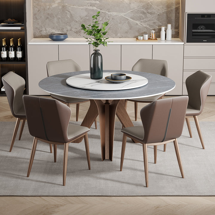 Round Stone Furniture Luxury Style Tripod Base Dining Room Collection with Turntable Clearhalo ' dining_table' 'Dining Tables & Seating' 'Dining Tables' 'furn' 'furn_dining_table' 'Furniture' 'furniture_dining_table' 'Kitchen & Dining Furniture' 'kitchen&dining_furn' 'kitchen' 'kitchen_dining_table' 4112406