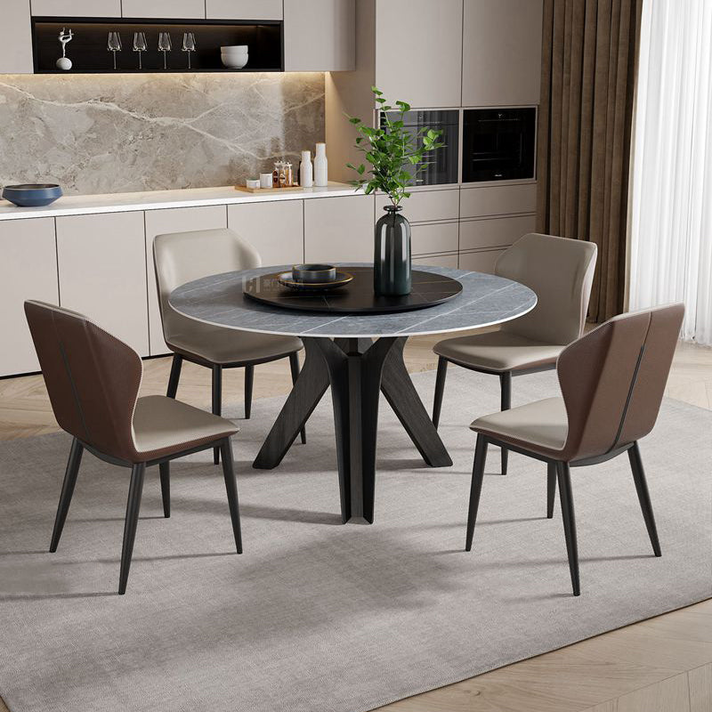 Round Stone Furniture Luxury Style Tripod Base Dining Room Collection with Turntable Clearhalo ' dining_table' 'Dining Tables & Seating' 'Dining Tables' 'furn' 'furn_dining_table' 'Furniture' 'furniture_dining_table' 'Kitchen & Dining Furniture' 'kitchen&dining_furn' 'kitchen' 'kitchen_dining_table' 4112407