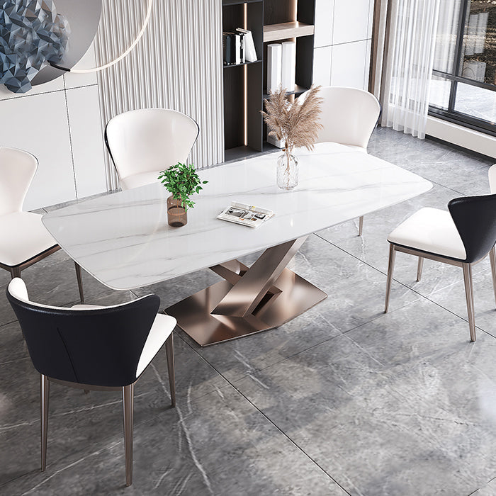 Glam Standard Dining Table Sintered Stone Top Rectangle Dining Table for Kitchen Clearhalo ' dining_table' 'Dining Tables & Seating' 'Dining Tables' 'furn' 'furn_dining_table' 'Furniture' 'furniture_dining_table' 'Kitchen & Dining Furniture' 'kitchen&dining_furn' 'kitchen' 'kitchen_dining_table' 4112411