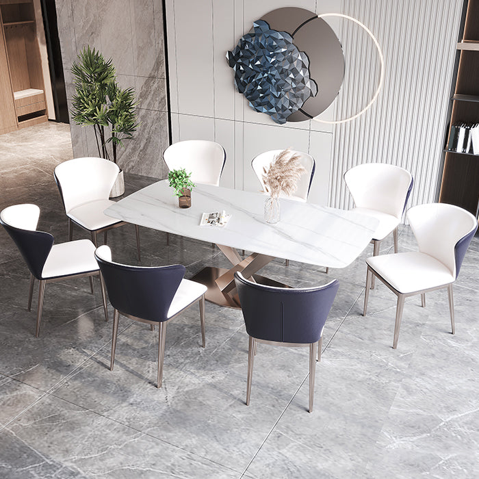 Glam Standard Dining Table Sintered Stone Top Rectangle Dining Table for Kitchen Clearhalo ' dining_table' 'Dining Tables & Seating' 'Dining Tables' 'furn' 'furn_dining_table' 'Furniture' 'furniture_dining_table' 'Kitchen & Dining Furniture' 'kitchen&dining_furn' 'kitchen' 'kitchen_dining_table' 4112412