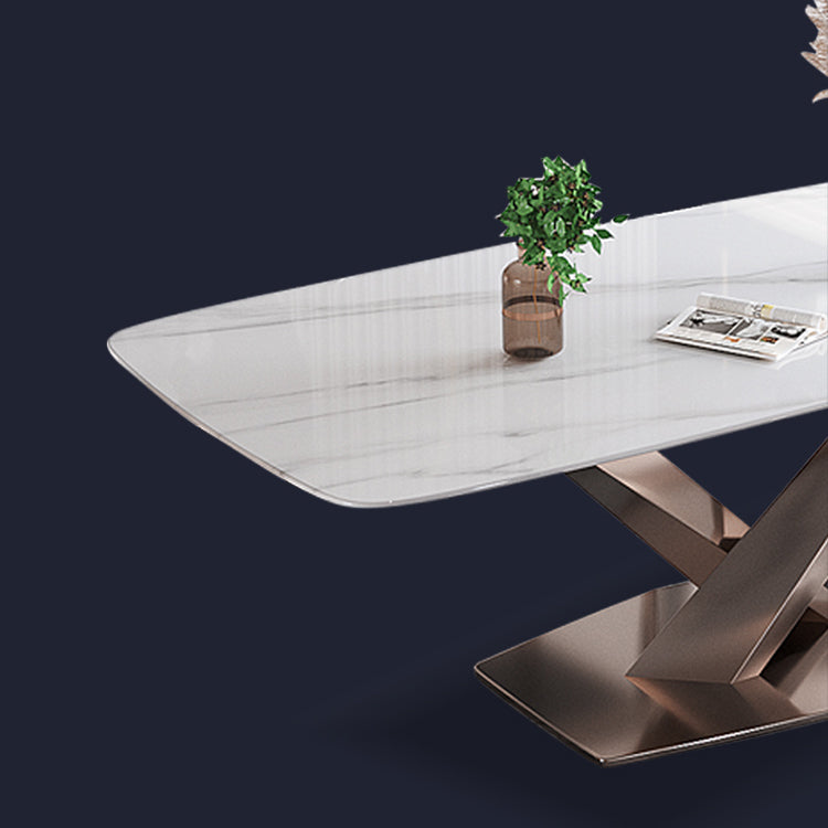Glam Standard Dining Table Sintered Stone Top Rectangle Dining Table for Kitchen Clearhalo ' dining_table' 'Dining Tables & Seating' 'Dining Tables' 'furn' 'furn_dining_table' 'Furniture' 'furniture_dining_table' 'Kitchen & Dining Furniture' 'kitchen&dining_furn' 'kitchen' 'kitchen_dining_table' 4112415