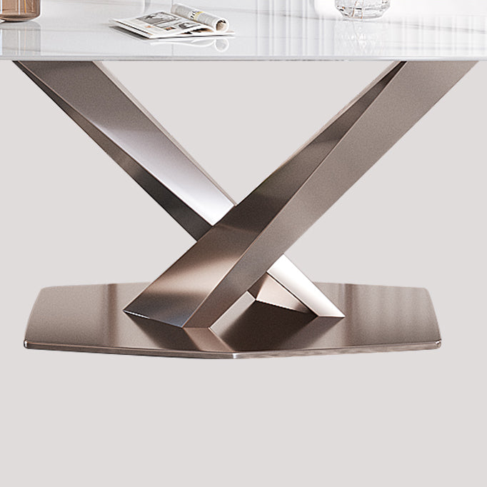 Glam Standard Dining Table Sintered Stone Top Rectangle Dining Table for Kitchen Clearhalo ' dining_table' 'Dining Tables & Seating' 'Dining Tables' 'furn' 'furn_dining_table' 'Furniture' 'furniture_dining_table' 'Kitchen & Dining Furniture' 'kitchen&dining_furn' 'kitchen' 'kitchen_dining_table' 4112416