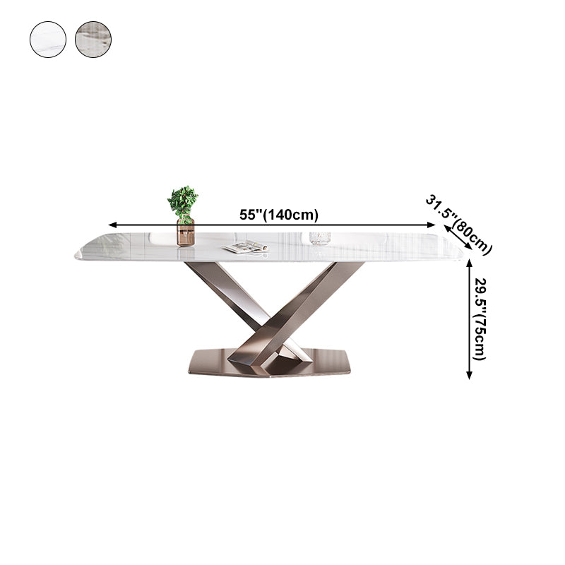 Glam Standard Dining Table Sintered Stone Top Rectangle Dining Table for Kitchen Clearhalo ' dining_table' 'Dining Tables & Seating' 'Dining Tables' 'furn' 'furn_dining_table' 'Furniture' 'furniture_dining_table' 'Kitchen & Dining Furniture' 'kitchen&dining_furn' 'kitchen' 'kitchen_dining_table' 4112420