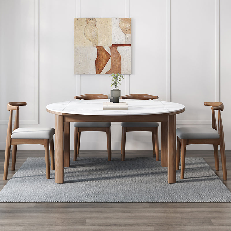 Contemporary Round Extendable Dining Table Sintered Stone Dining Table for Kitchen Clearhalo ' dining_table' 'Dining Tables & Seating' 'Dining Tables' 'furn' 'furn_dining_table' 'Furniture' 'furniture_dining_table' 'Kitchen & Dining Furniture' 'kitchen&dining_furn' 'kitchen' 'kitchen_dining_table' 4112437