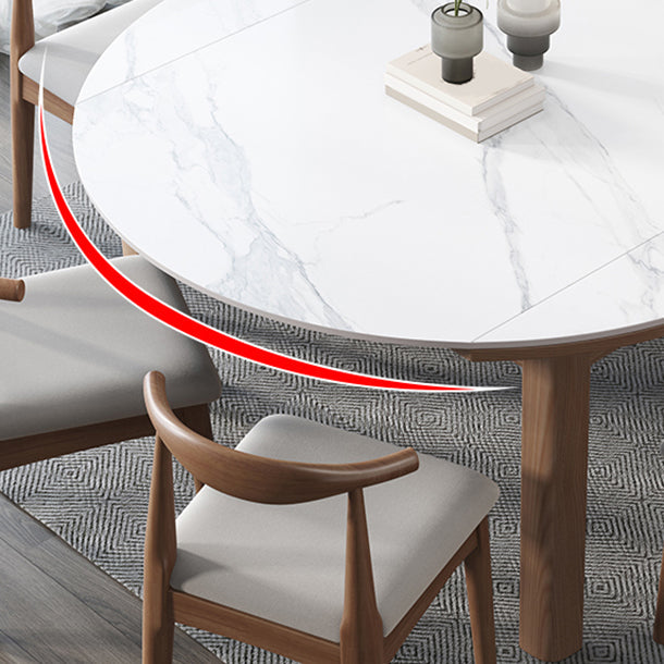 Contemporary Round Extendable Dining Table Sintered Stone Dining Table for Kitchen Clearhalo ' dining_table' 'Dining Tables & Seating' 'Dining Tables' 'furn' 'furn_dining_table' 'Furniture' 'furniture_dining_table' 'Kitchen & Dining Furniture' 'kitchen&dining_furn' 'kitchen' 'kitchen_dining_table' 4112439