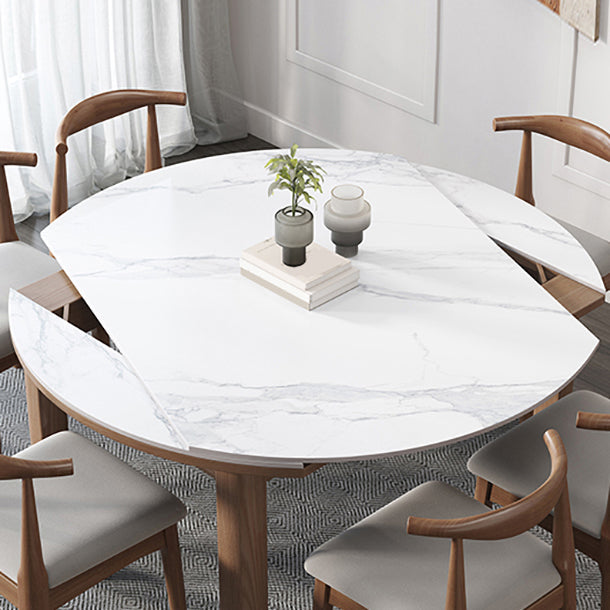 Contemporary Round Extendable Dining Table Sintered Stone Dining Table for Kitchen Clearhalo ' dining_table' 'Dining Tables & Seating' 'Dining Tables' 'furn' 'furn_dining_table' 'Furniture' 'furniture_dining_table' 'Kitchen & Dining Furniture' 'kitchen&dining_furn' 'kitchen' 'kitchen_dining_table' 4112440