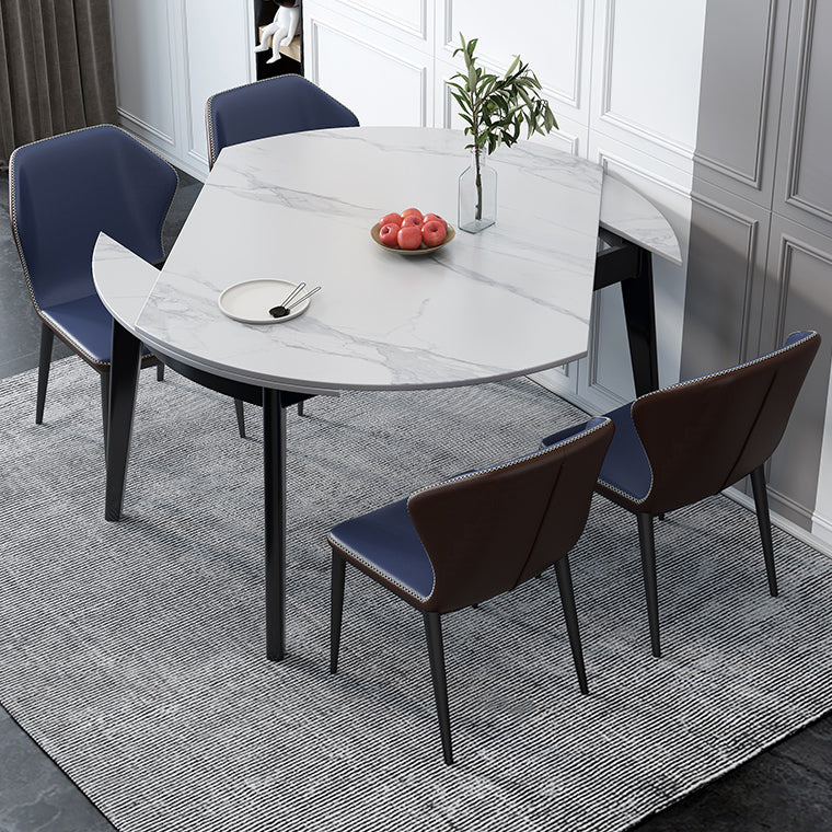 Minimalist White Sintered Stone Table Round Shape Standard Dining Table with 4 Legs Base Clearhalo ' dining_table' 'Dining Tables & Seating' 'Dining Tables' 'furn' 'furn_dining_table' 'Furniture' 'furniture_dining_table' 'Kitchen & Dining Furniture' 'kitchen&dining_furn' 'kitchen' 'kitchen_dining_table' 4112460