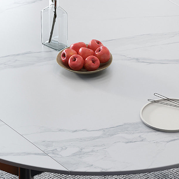 Minimalist White Sintered Stone Table Round Shape Standard Dining Table with 4 Legs Base Clearhalo ' dining_table' 'Dining Tables & Seating' 'Dining Tables' 'furn' 'furn_dining_table' 'Furniture' 'furniture_dining_table' 'Kitchen & Dining Furniture' 'kitchen&dining_furn' 'kitchen' 'kitchen_dining_table' 4112465