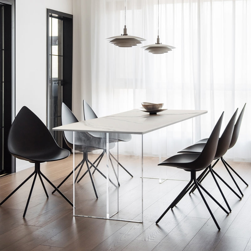 Acrylic Contemporary Rectangular Dining Table Sintered Stone Table for Dining Room and Kitchen Clearhalo ' dining_table' 'Dining Tables & Seating' 'Dining Tables' 'furn' 'furn_dining_table' 'Furniture' 'furniture_dining_table' 'Kitchen & Dining Furniture' 'kitchen&dining_furn' 'kitchen' 'kitchen_dining_table' 4112471