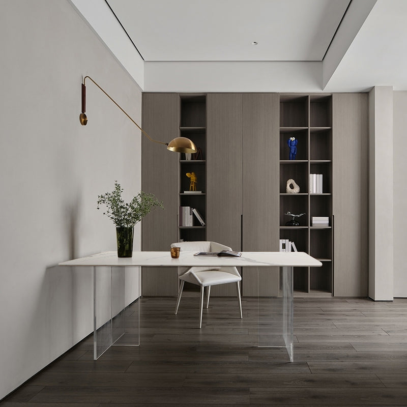 Acrylic Contemporary Rectangular Dining Table Sintered Stone Table for Dining Room and Kitchen Clearhalo ' dining_table' 'Dining Tables & Seating' 'Dining Tables' 'furn' 'furn_dining_table' 'Furniture' 'furniture_dining_table' 'Kitchen & Dining Furniture' 'kitchen&dining_furn' 'kitchen' 'kitchen_dining_table' 4112473