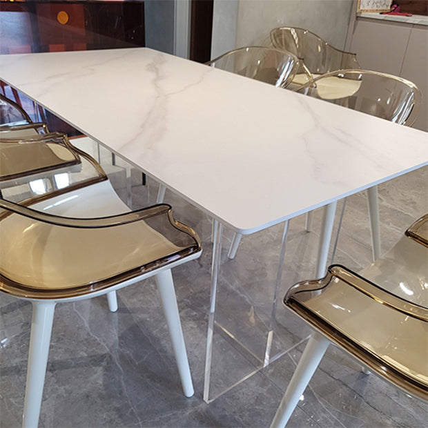 Acrylic Contemporary Rectangular Dining Table Sintered Stone Table for Dining Room and Kitchen Clearhalo ' dining_table' 'Dining Tables & Seating' 'Dining Tables' 'furn' 'furn_dining_table' 'Furniture' 'furniture_dining_table' 'Kitchen & Dining Furniture' 'kitchen&dining_furn' 'kitchen' 'kitchen_dining_table' 4112477