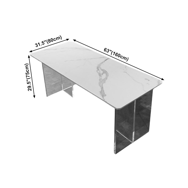 Acrylic Contemporary Rectangular Dining Table Sintered Stone Table for Dining Room and Kitchen Clearhalo ' dining_table' 'Dining Tables & Seating' 'Dining Tables' 'furn' 'furn_dining_table' 'Furniture' 'furniture_dining_table' 'Kitchen & Dining Furniture' 'kitchen&dining_furn' 'kitchen' 'kitchen_dining_table' 4112483