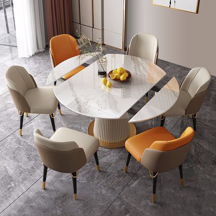 Round Dining Site Table Traditional Luxury Dinner Room Table with Drop Leaf Clearhalo ' dining_table' 'Dining Tables & Seating' 'Dining Tables' 'furn' 'furn_dining_table' 'Furniture' 'furniture_dining_table' 'Kitchen & Dining Furniture' 'kitchen&dining_furn' 'kitchen' 'kitchen_dining_table' 4112486