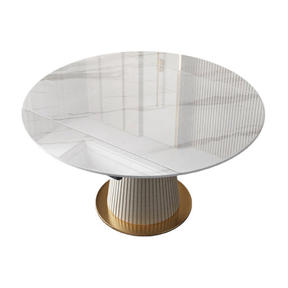 Round Dining Site Table Traditional Luxury Dinner Room Table with Drop Leaf Without Chairs Clearhalo ' dining_table' 'Dining Tables & Seating' 'Dining Tables' 'furn' 'furn_dining_table' 'Furniture' 'furniture_dining_table' 'Kitchen & Dining Furniture' 'kitchen&dining_furn' 'kitchen' 'kitchen_dining_table' 4112489