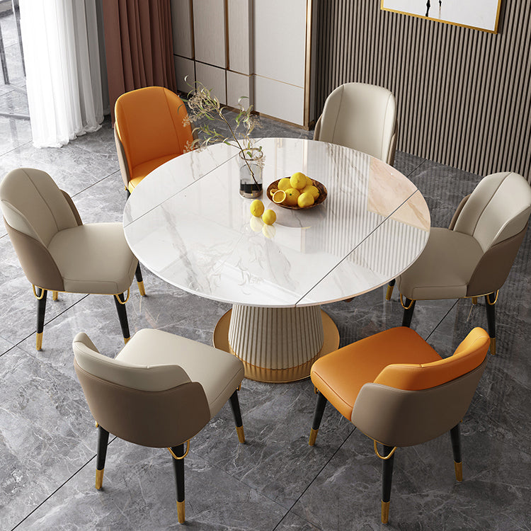 Round Dining Site Table Traditional Luxury Dinner Room Table with Drop Leaf Clearhalo ' dining_table' 'Dining Tables & Seating' 'Dining Tables' 'furn' 'furn_dining_table' 'Furniture' 'furniture_dining_table' 'Kitchen & Dining Furniture' 'kitchen&dining_furn' 'kitchen' 'kitchen_dining_table' 4112493