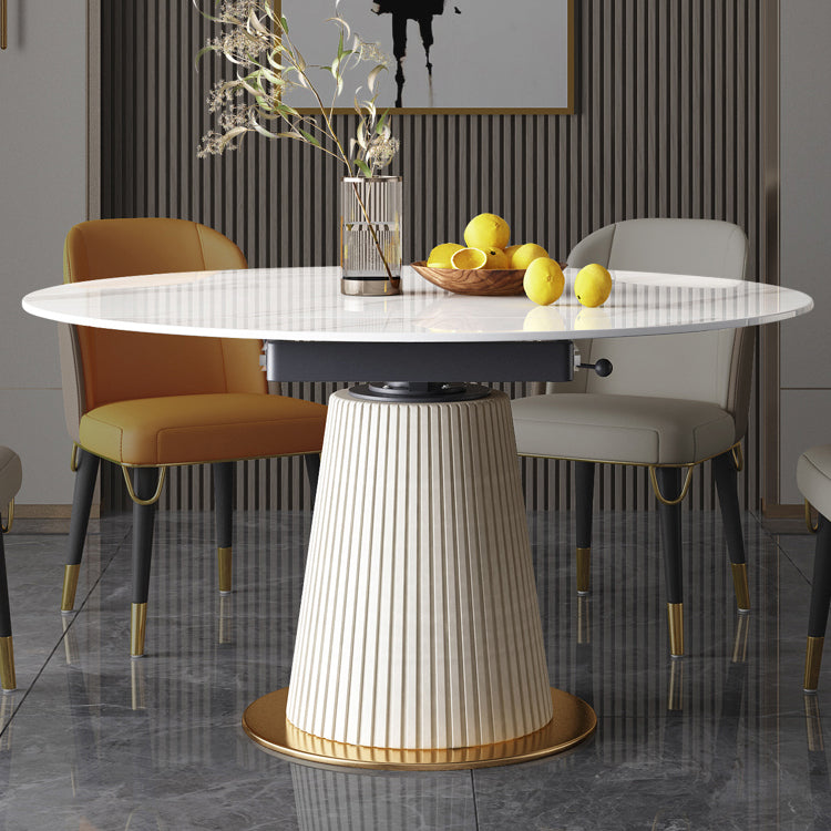Round Dining Site Table Traditional Luxury Dinner Room Table with Drop Leaf Clearhalo ' dining_table' 'Dining Tables & Seating' 'Dining Tables' 'furn' 'furn_dining_table' 'Furniture' 'furniture_dining_table' 'Kitchen & Dining Furniture' 'kitchen&dining_furn' 'kitchen' 'kitchen_dining_table' 4112494