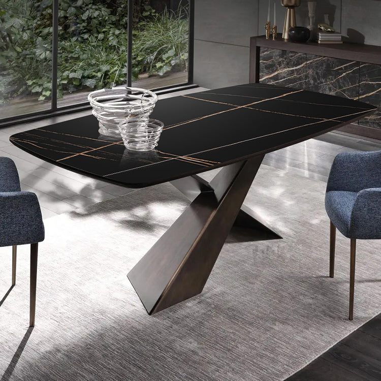 Rectangle Dining Site Table Traditional Luxury Stone Dinner Table for Indoor Clearhalo ' dining_table' 'Dining Tables & Seating' 'Dining Tables' 'furn' 'furn_dining_table' 'Furniture' 'furniture_dining_table' 'Kitchen & Dining Furniture' 'kitchen&dining_furn' 'kitchen' 'kitchen_dining_table' 4112512