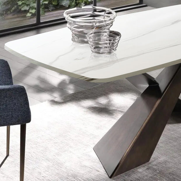 Rectangle Dining Site Table Traditional Luxury Stone Dinner Table for Indoor Clearhalo ' dining_table' 'Dining Tables & Seating' 'Dining Tables' 'furn' 'furn_dining_table' 'Furniture' 'furniture_dining_table' 'Kitchen & Dining Furniture' 'kitchen&dining_furn' 'kitchen' 'kitchen_dining_table' 4112519