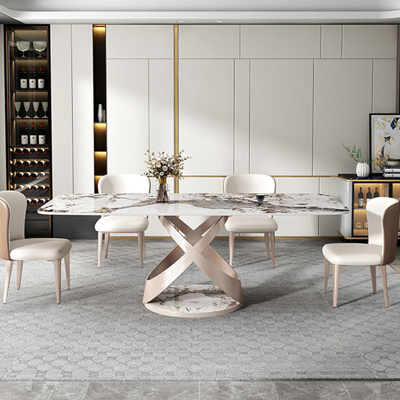 Traditional Luxury Rectangle Dining Table Stone Pedestal Dining Room Collection Clearhalo ' dining_table' 'Dining Tables & Seating' 'Dining Tables' 'furn' 'furn_dining_table' 'Furniture' 'furniture_dining_table' 'Kitchen & Dining Furniture' 'kitchen&dining_furn' 'kitchen' 'kitchen_dining_table' 4112524