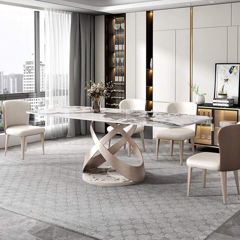 Traditional Luxury Rectangle Dining Table Stone Pedestal Dining Room Collection Clearhalo ' dining_table' 'Dining Tables & Seating' 'Dining Tables' 'furn' 'furn_dining_table' 'Furniture' 'furniture_dining_table' 'Kitchen & Dining Furniture' 'kitchen&dining_furn' 'kitchen' 'kitchen_dining_table' 4112525