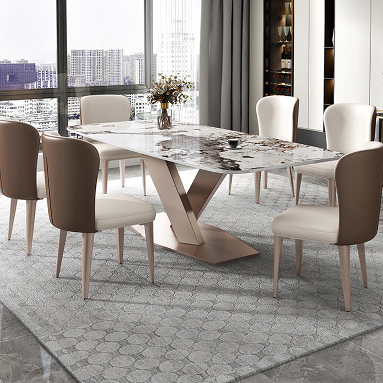 Traditional Luxury Rectangle Dining Table Stone Pedestal Dining Room Collection Clearhalo ' dining_table' 'Dining Tables & Seating' 'Dining Tables' 'furn' 'furn_dining_table' 'Furniture' 'furniture_dining_table' 'Kitchen & Dining Furniture' 'kitchen&dining_furn' 'kitchen' 'kitchen_dining_table' 4112530