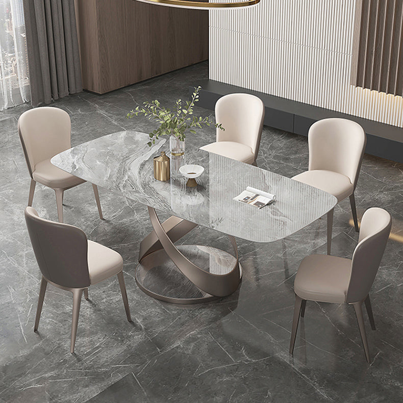 Traditional Luxury Rectangle Dining Table Stone Pedestal Dining Room Collection Clearhalo ' dining_table' 'Dining Tables & Seating' 'Dining Tables' 'furn' 'furn_dining_table' 'Furniture' 'furniture_dining_table' 'Kitchen & Dining Furniture' 'kitchen&dining_furn' 'kitchen' 'kitchen_dining_table' 4112531
