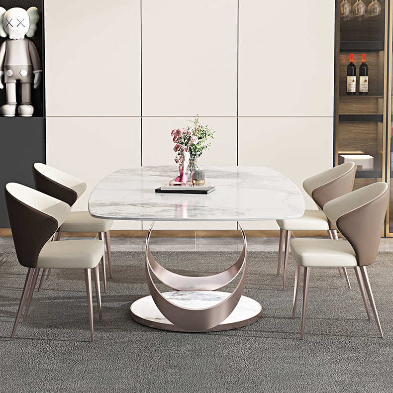 Traditional Luxury Rectangle Dining Table Stone Pedestal Dining Room Collection Clearhalo ' dining_table' 'Dining Tables & Seating' 'Dining Tables' 'furn' 'furn_dining_table' 'Furniture' 'furniture_dining_table' 'Kitchen & Dining Furniture' 'kitchen&dining_furn' 'kitchen' 'kitchen_dining_table' 4112532