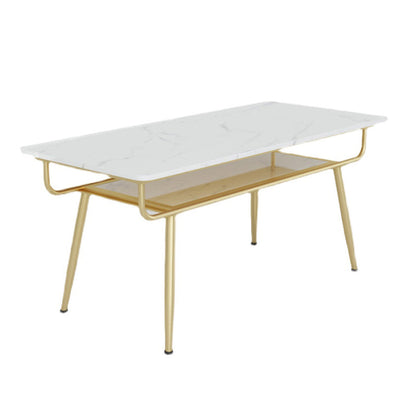 Traditional Luxury Dining Table Rectangle Marble Dinner Table with Metal Base White Without Chairs Clearhalo ' dining_table' 'Dining Tables & Seating' 'Dining Tables' 'furn' 'furn_dining_table' 'Furniture' 'furniture_dining_table' 'Kitchen & Dining Furniture' 'kitchen&dining_furn' 'kitchen' 'kitchen_dining_table' 4112541