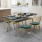 Traditional Luxury Dining Table Rectangle Marble Dinner Table with Metal Base Clearhalo ' dining_table' 'Dining Tables & Seating' 'Dining Tables' 'furn' 'furn_dining_table' 'Furniture' 'furniture_dining_table' 'Kitchen & Dining Furniture' 'kitchen&dining_furn' 'kitchen' 'kitchen_dining_table' 4112546