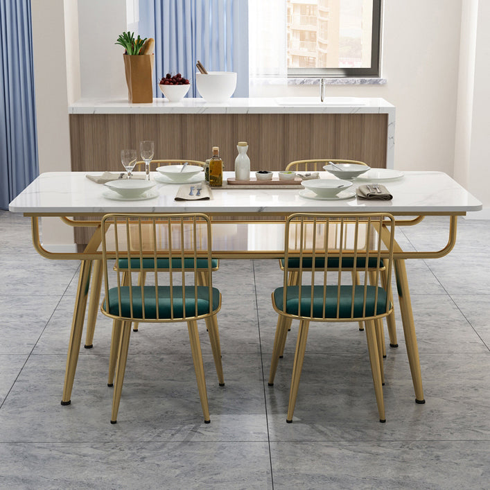 Traditional Luxury Dining Table Rectangle Marble Dinner Table with Metal Base Clearhalo ' dining_table' 'Dining Tables & Seating' 'Dining Tables' 'furn' 'furn_dining_table' 'Furniture' 'furniture_dining_table' 'Kitchen & Dining Furniture' 'kitchen&dining_furn' 'kitchen' 'kitchen_dining_table' 4112547