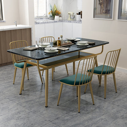 Rectangle Marble Dining Site Table Traditional Luxury Dining Room Collection with 4-foot Black Without Chairs Clearhalo ' dining_table' 'Dining Tables & Seating' 'Dining Tables' 'furn' 'furn_dining_table' 'Furniture' 'furniture_dining_table' 'Kitchen & Dining Furniture' 'kitchen&dining_furn' 'kitchen' 'kitchen_dining_table' 4112557