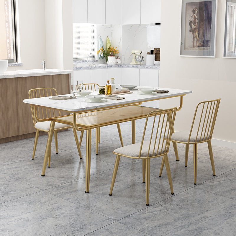 Rectangle Marble Dining Site Table Traditional Luxury Dining Room Collection with 4-foot Clearhalo ' dining_table' 'Dining Tables & Seating' 'Dining Tables' 'furn' 'furn_dining_table' 'Furniture' 'furniture_dining_table' 'Kitchen & Dining Furniture' 'kitchen&dining_furn' 'kitchen' 'kitchen_dining_table' 4112559