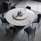 Contemporary Style Marble Table Round Pedestal Base Dining Table with Turntable Clearhalo ' dining_table' 'Dining Tables & Seating' 'Dining Tables' 'furn' 'furn_dining_table' 'Furniture' 'furniture_dining_table' 'Kitchen & Dining Furniture' 'kitchen&dining_furn' 'kitchen' 'kitchen_dining_table' 4112578