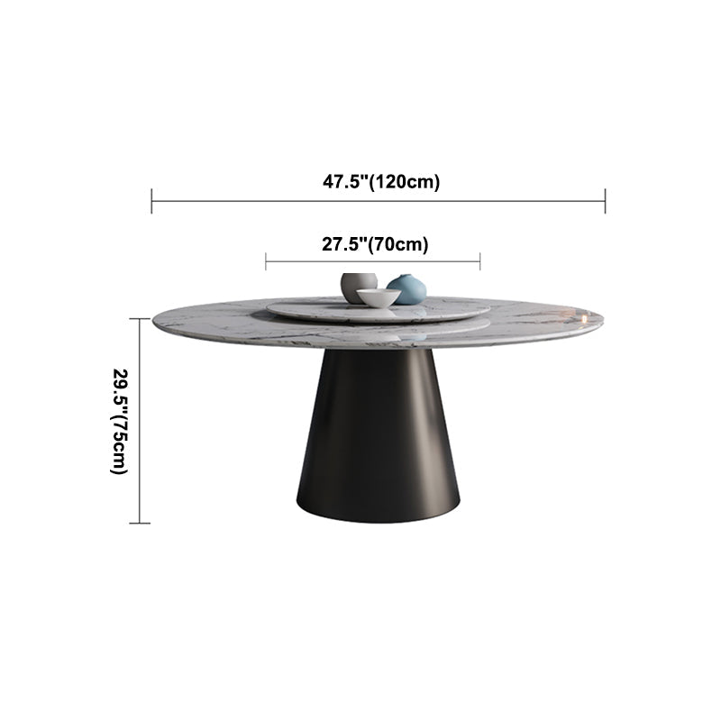 Contemporary Style Marble Table Round Pedestal Base Dining Table with Turntable Clearhalo ' dining_table' 'Dining Tables & Seating' 'Dining Tables' 'furn' 'furn_dining_table' 'Furniture' 'furniture_dining_table' 'Kitchen & Dining Furniture' 'kitchen&dining_furn' 'kitchen' 'kitchen_dining_table' 4112586
