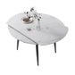 Simplicity Style Round Stone Table Drop-Leaf Dinner Table ,51"L x 51"W x 29.5"H White Without Chairs Clearhalo 'Dining Tables & Seating' 'Dining Tables' 'dining_table' 'furn' 'furn_dining_table' 'Furniture' 'Kitchen & Dining Furniture' 4112609_2ca075d3-c870-4907-a11f-ffc6d799bbcb