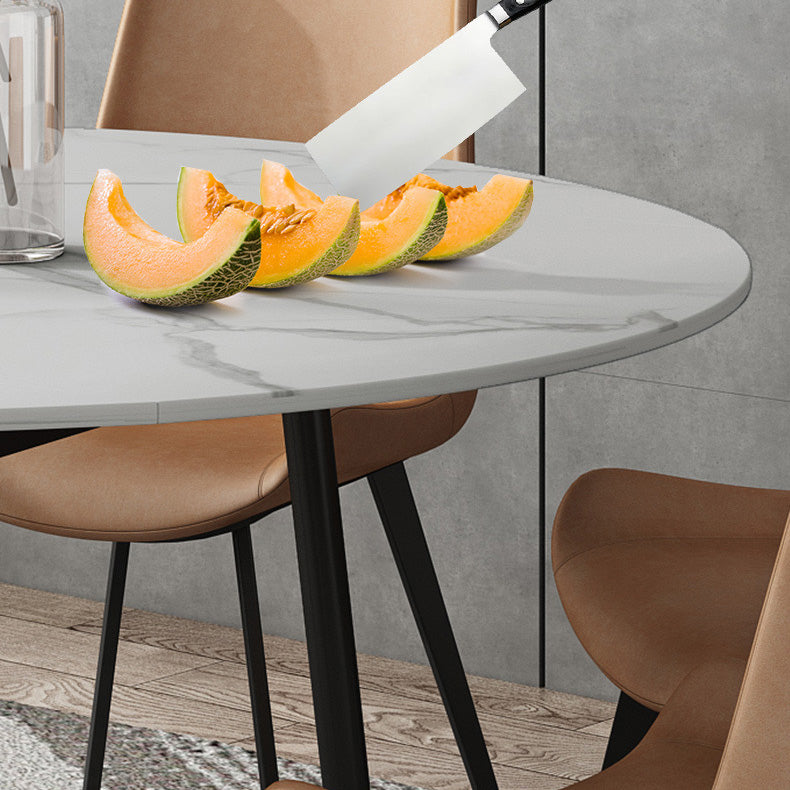 Simplicity Style Round Stone Table Drop-Leaf Dinner Table for Dining Room Clearhalo ' dining_table' 'Dining Tables & Seating' 'Dining Tables' 'Furniture' 'furniture_dining_table' 'Kitchen & Dining Furniture' 'kitchen&dining_furn' 'kitchen' 'kitchen_dining_table' 4112611