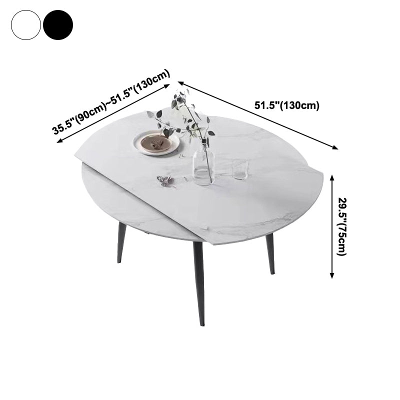 Simplicity Style Round Stone Table Drop-Leaf Dinner Table ,51"L x 51"W x 29.5"H Clearhalo 'Dining Tables & Seating' 'Dining Tables' 'dining_table' 'furn' 'furn_dining_table' 'Furniture' 'Kitchen & Dining Furniture' 4112617_f0b67a86-2b21-442d-bb5e-f2ba942d76fa