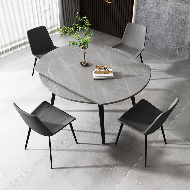 Round 4-foot Dining Site Table Simplicity Style Stone Drop-Leaf Dinette Table for Home Clearhalo ' dining_table' 'Dining Tables & Seating' 'Dining Tables' 'Furniture' 'furniture_dining_table' 'Kitchen & Dining Furniture' 'kitchen&dining_furn' 'kitchen' 'kitchen_dining_table' 4112634