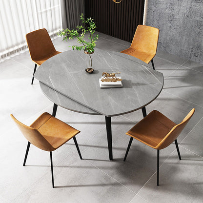Mesa redonda de comedor de 4 pies, mesa abatible de piedra de estilo sencillo para el hogar