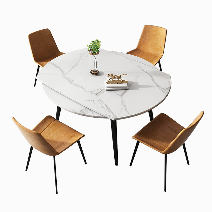 Mesa redonda de comedor de 4 pies, mesa abatible de piedra de estilo sencillo para el hogar