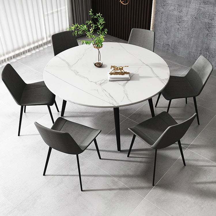 Mesa redonda de comedor de 4 pies, mesa abatible de piedra de estilo sencillo para el hogar