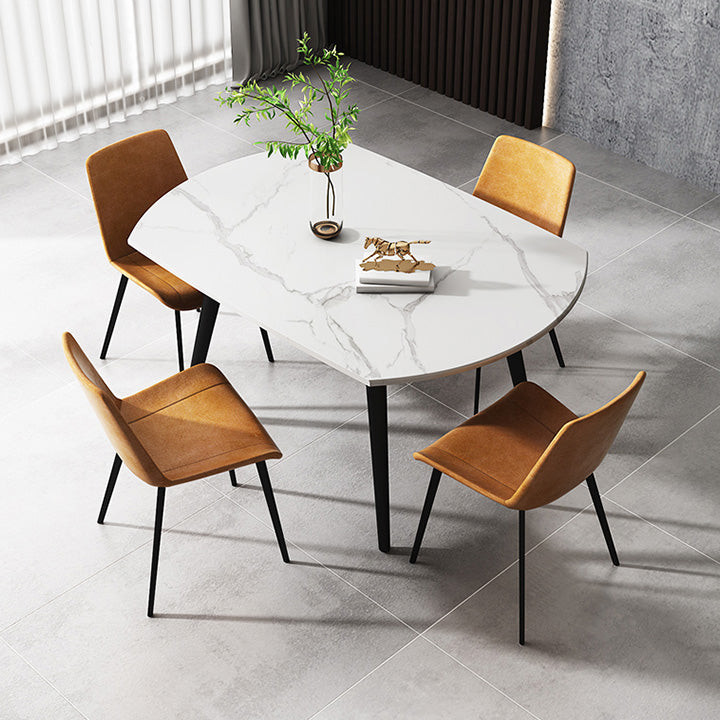 Mesa redonda de comedor de 4 pies, mesa abatible de piedra de estilo sencillo para el hogar