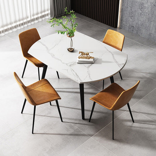 Round 4-foot Dining Site Table Simplicity Style Stone Drop-Leaf Table for Home