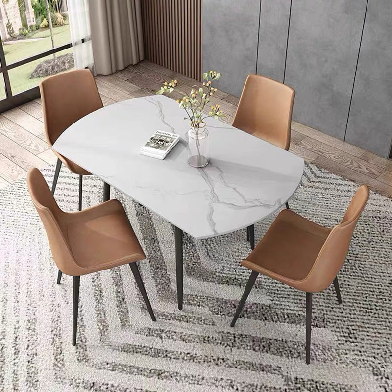 Round Dining Site Table Simplicity Style Stone Dinette Table with Drop-Leaf Clearhalo ' dining_table' 'Dining Tables & Seating' 'Dining Tables' 'Furniture' 'furniture_dining_table' 'Kitchen & Dining Furniture' 'kitchen&dining_furn' 'kitchen' 'kitchen_dining_table' 4112654