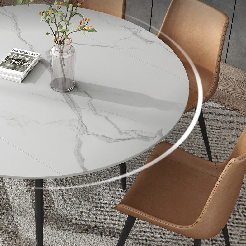 Round Dining Site Table Simplicity Style Stone Dinette Table with Drop-Leaf Clearhalo ' dining_table' 'Dining Tables & Seating' 'Dining Tables' 'Furniture' 'furniture_dining_table' 'Kitchen & Dining Furniture' 'kitchen&dining_furn' 'kitchen' 'kitchen_dining_table' 4112659