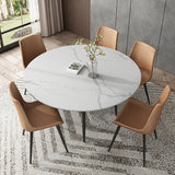 Round Dining Site Table Simplicity Stone Dining Table with Drop-Leaf,51"L x 51"W x 29.5"H